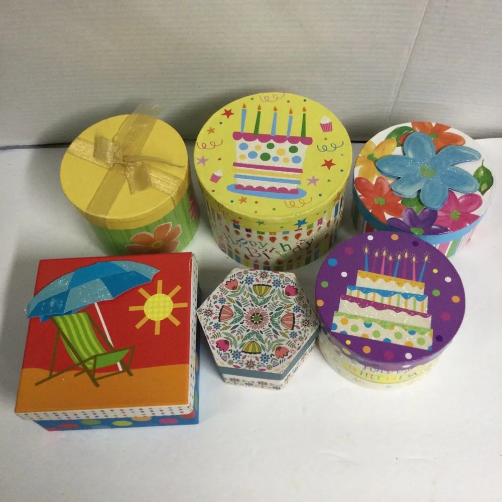 Voila Set of 6 Colorful Gift Boxes, NWOT